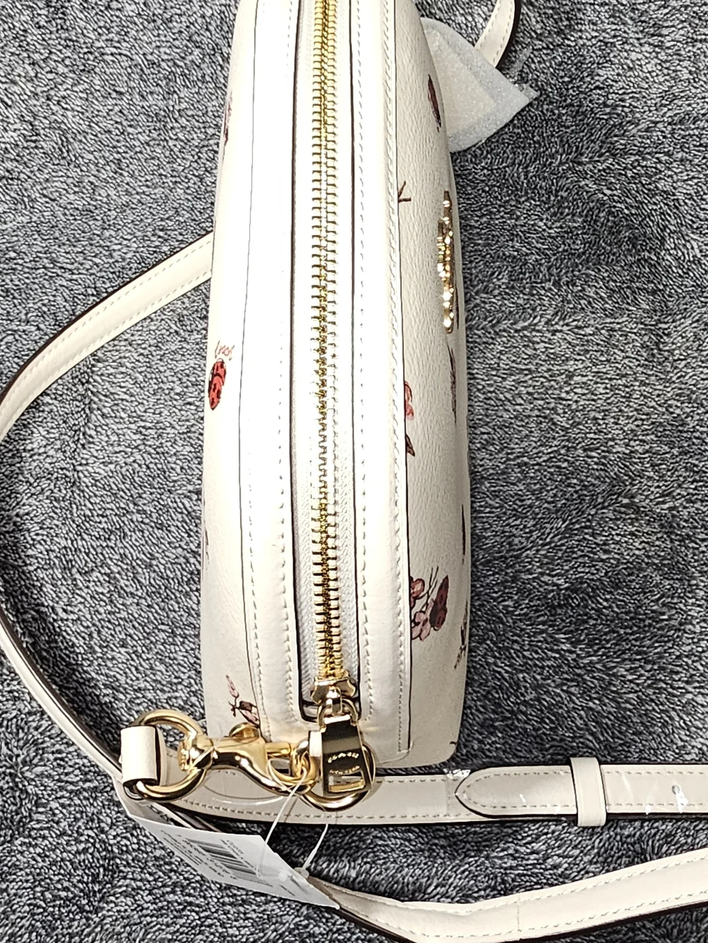 Coach White Floral & Ladybug Crossbody Bag